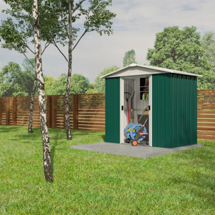 Abri de jardin métal vert Yardmaster 2,3 m² + kit d'ancrage