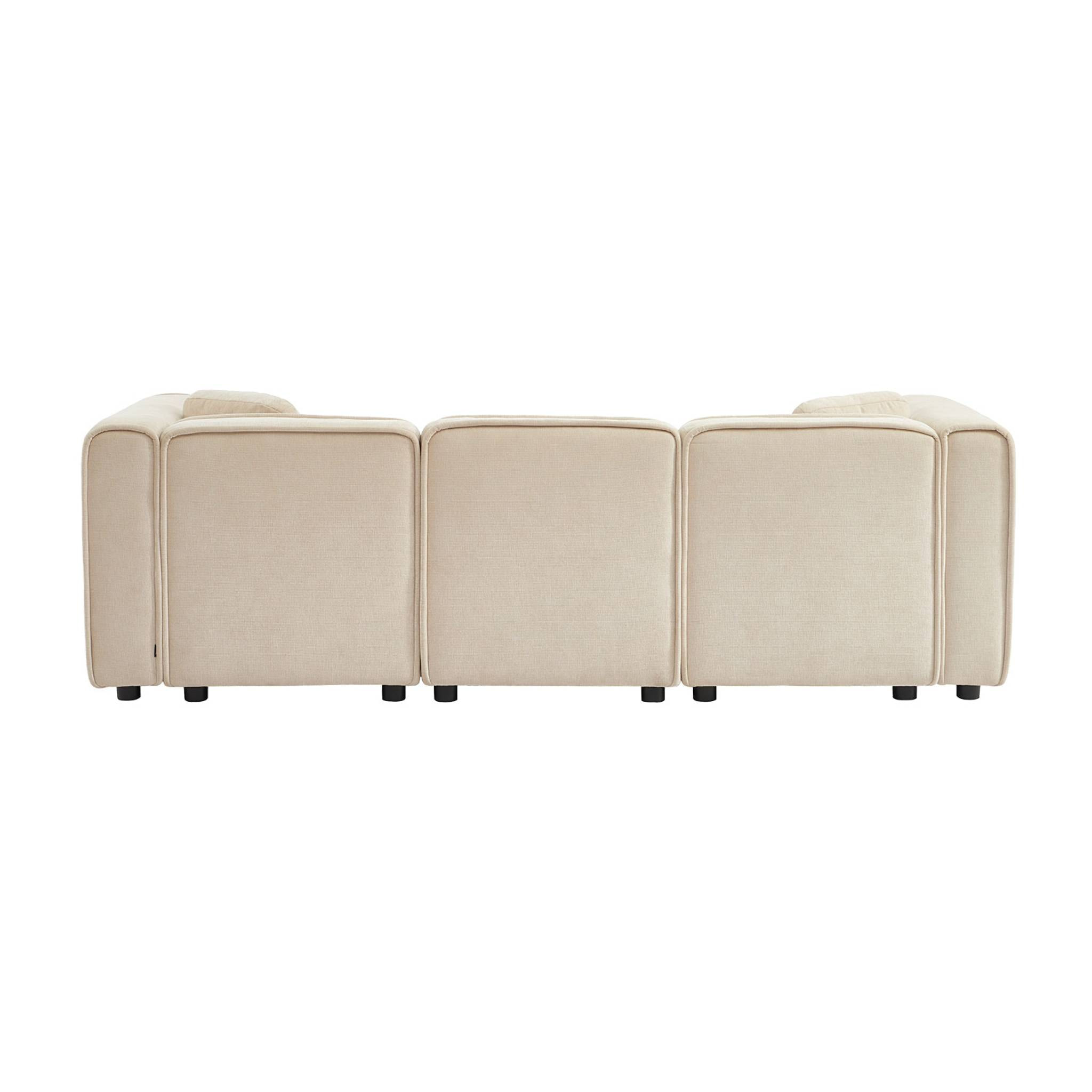 Canapé d'angle droite 3 places tissu beige 2 coussins carrés L 230 x P 145 x H 70 cm - Lester