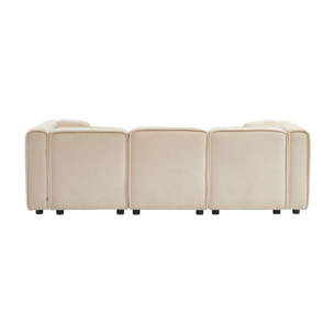 Canapé d'angle droite 3 places tissu beige 2 coussins carrés L 230 x P 145 x H 70 cm - Lester