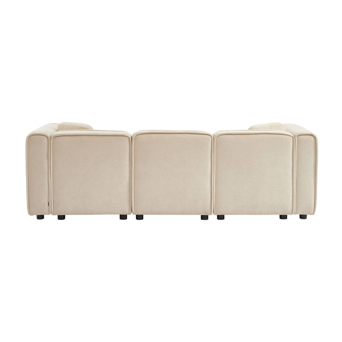 Canapé d'angle droite 3 places tissu beige 2 coussins carrés L 230 x P 145 x H 70 cm - Lester