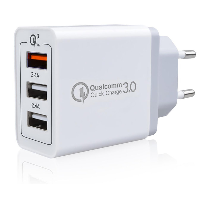 Caricatore USB con porta QC3.0 + doppia porta 2.4A-30W