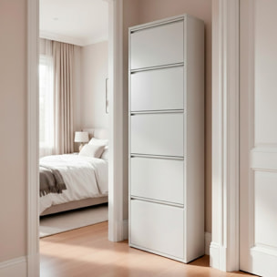 Scarpiera Slim In Metallo 5 Ante A Ribalta Ultra Sottile Salvaspazio Mobile Portascarpe Moderno Ingresso Camera Corridoio 172 x 50 x 15 Cm Grigio