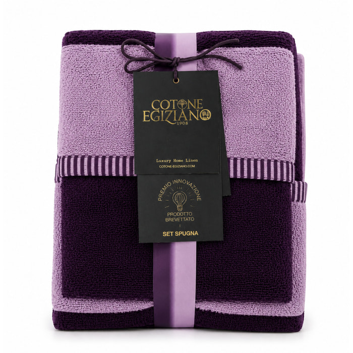 COTONE EGIZIANO Coppia asciugamani Reverse in cotone egiziano 550 gr_Pink Mela