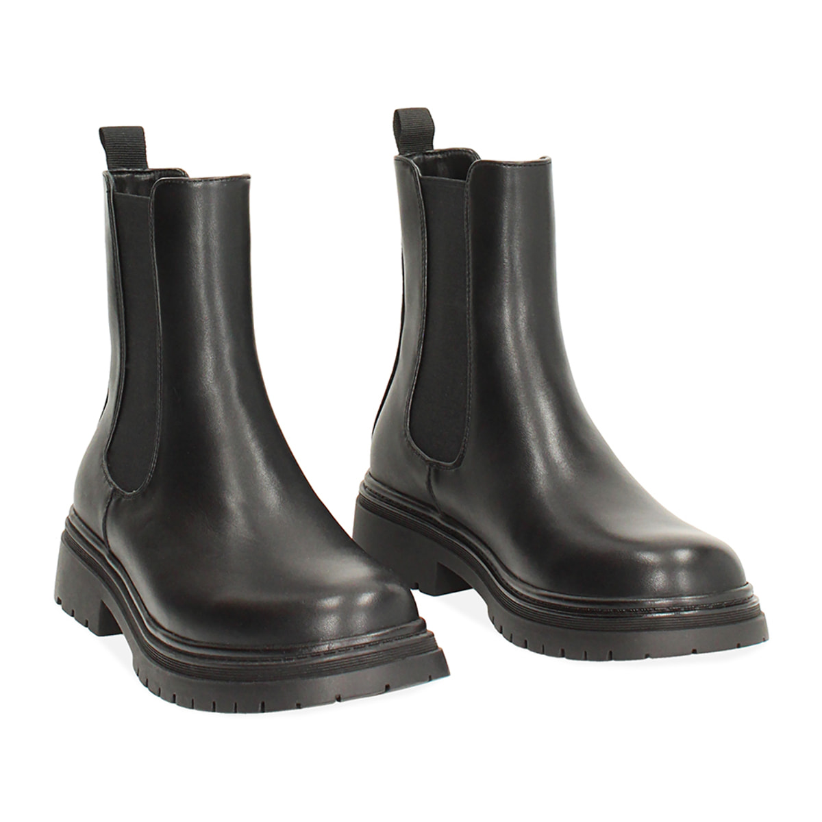 Stivaletti beatles neri con suola in gomma di 4,5 cm
