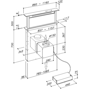 Hotte plan de travail DE DIETRICH DHD7961B