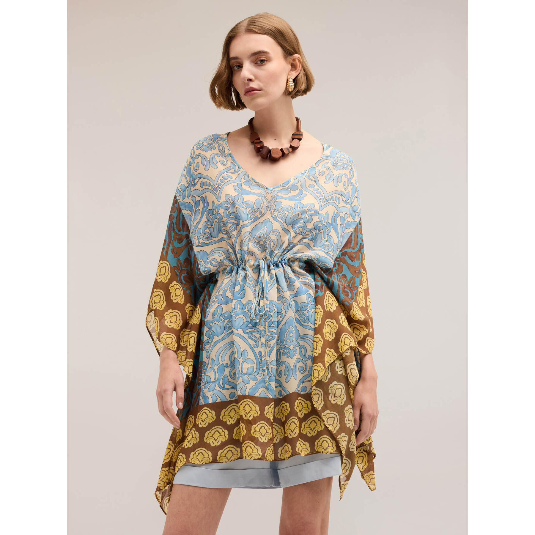 Motivi - Poncho in chiffon stampato - Azzurro