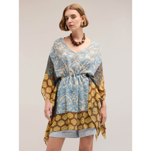 Motivi - Poncho in chiffon stampato - Azzurro