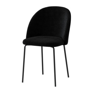 Lot de 2 chaises en tissu bouclette noir - Karl