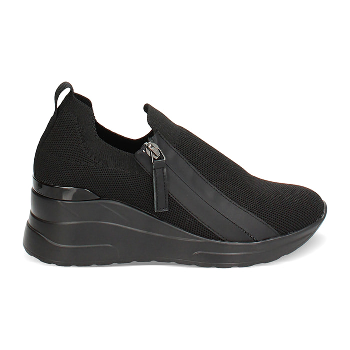 Slip on nere con zeppa 7 cm