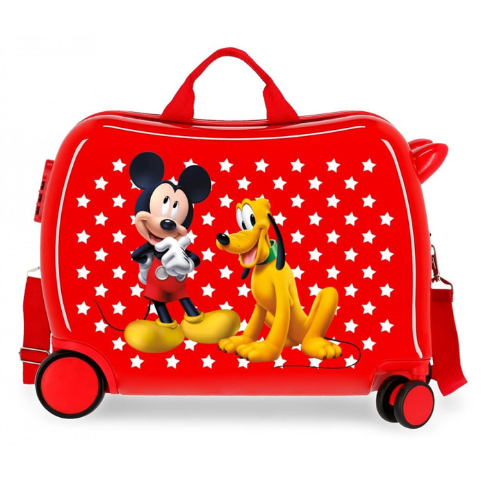 Valigia Cavalcabile Rossa Mickey e Pluto Lui Mickey Mouse Rosso