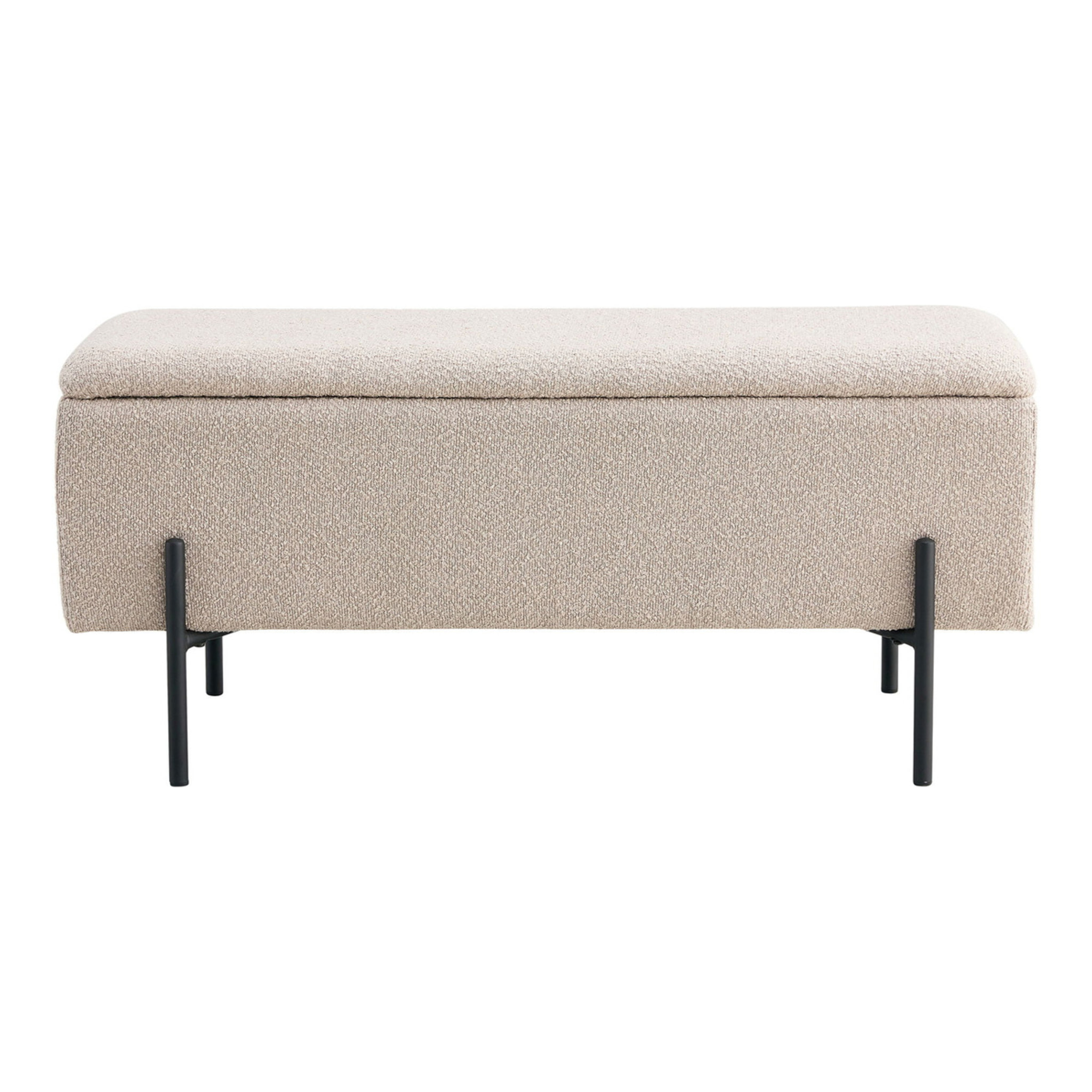 Panchetta Watford con contenitore in bouclé beige, 95 cm