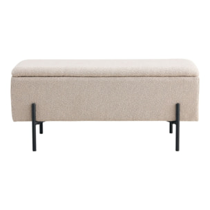 Panchetta Watford con contenitore in bouclé beige, 95 cm