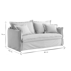 Canapé convertible déhoussable 3 places en coton beige avec matelas 13 cm ALDO