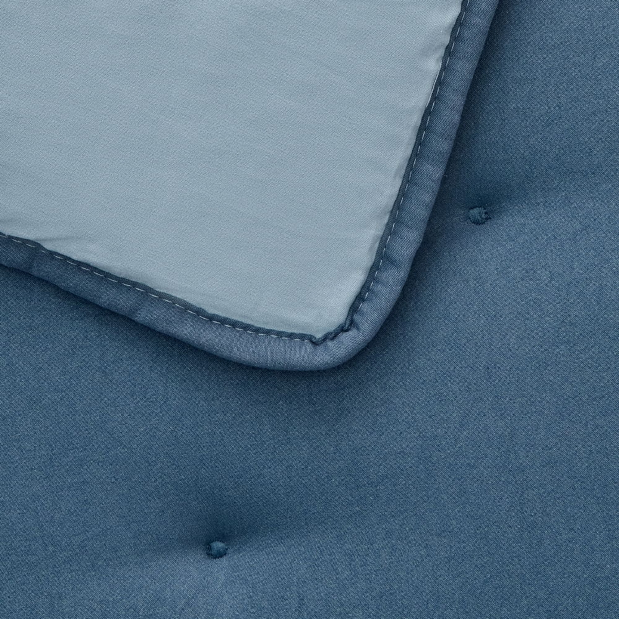 Edredón liso reversible puntos Rustcol color azul Poliéster