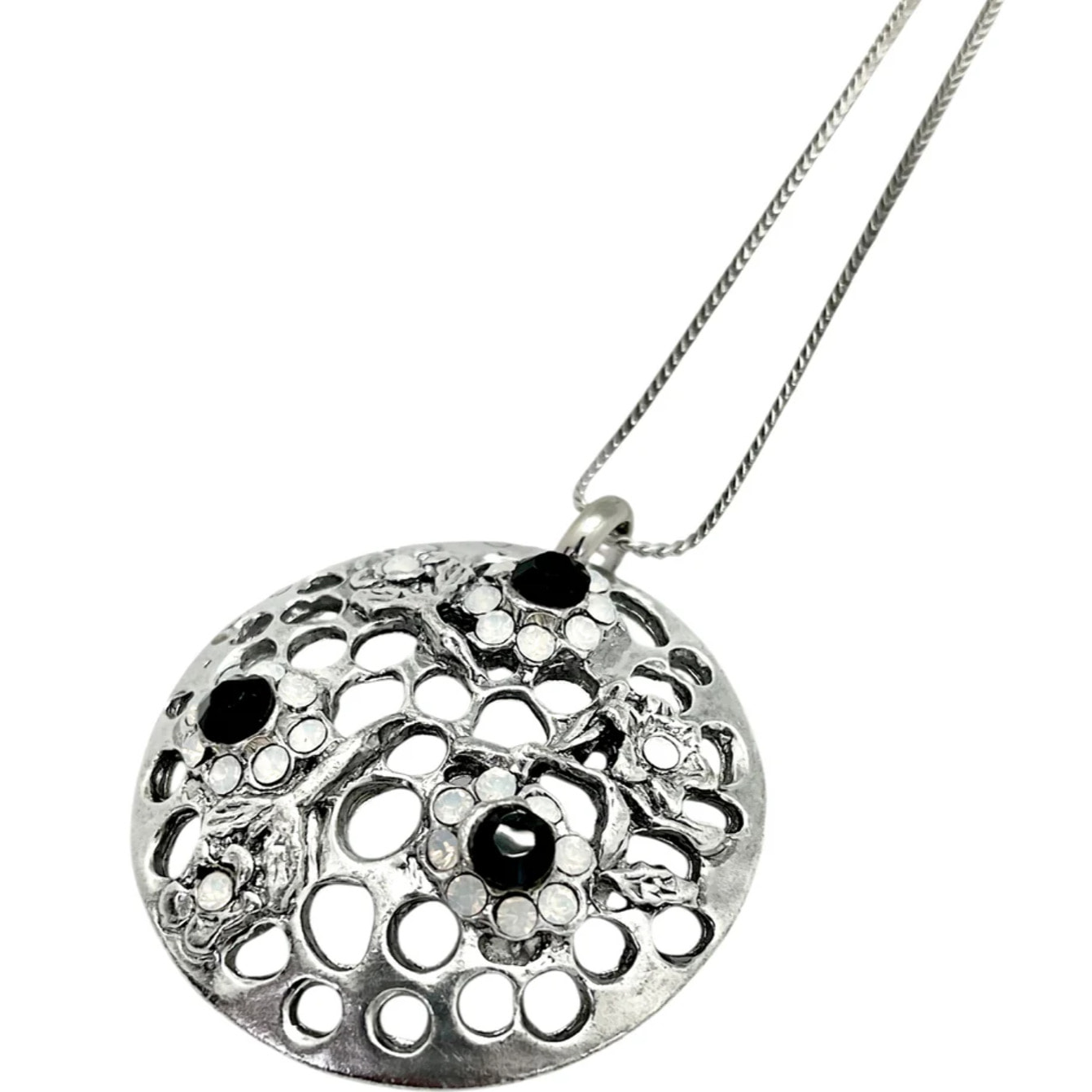 Collar largo Garden Opal&Black plata 10µ