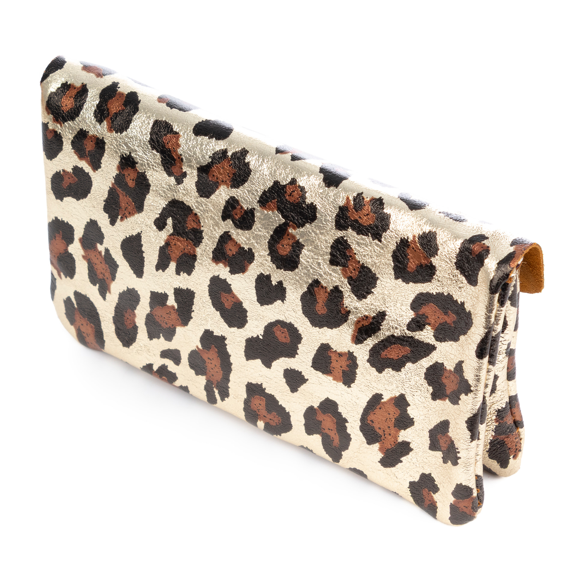 Alseno monedero alargado mujer. Piel auténtica Gamuza, diseño animal print leopardo, lacada brillante.