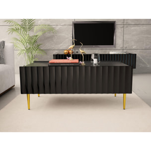 Ambre - table basse - 120 cm - style contemporain - Noir / Doré