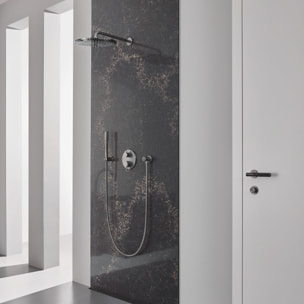 Ensemble douche de tête et bras plafond 142 mm, 1 jet - Hard Graphite brossé