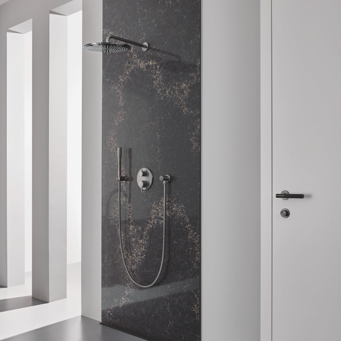 Ensemble douche de tête et bras plafond 142 mm, 1 jet - Hard Graphite brossé