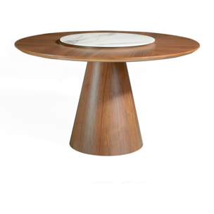 Mesa de Angel Cerda de nogal y porcelanito 135x135x75cm