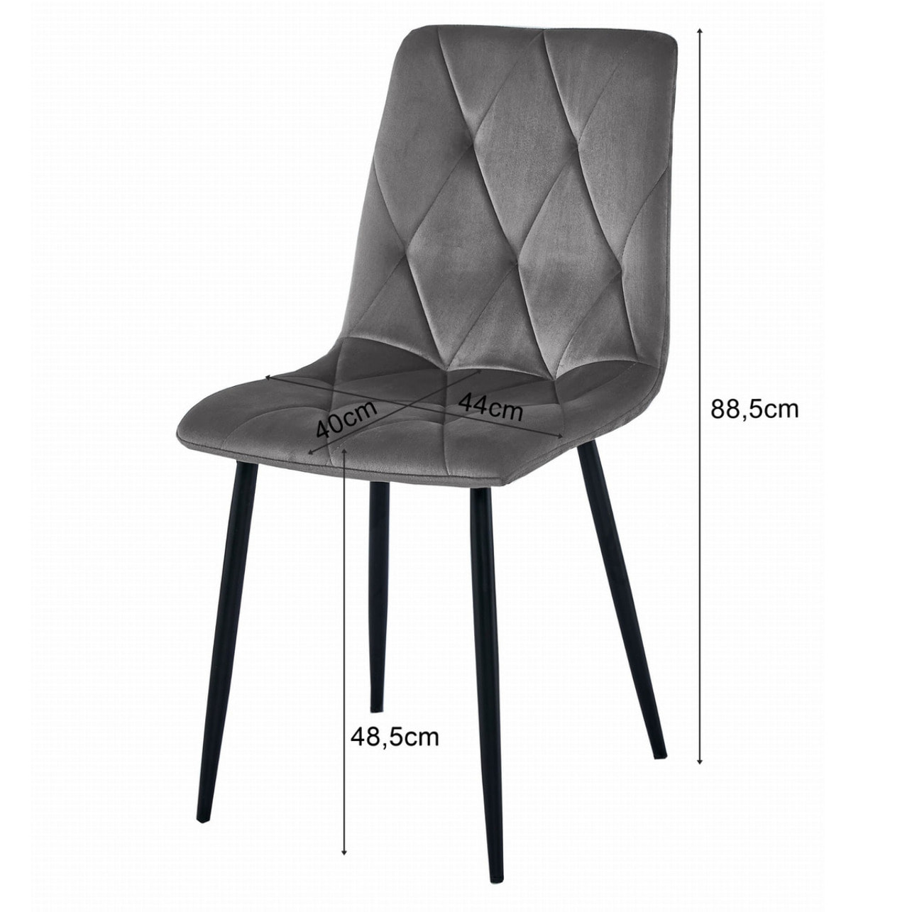 Set di 3 Sedie Libra in Velluto Beige con Gambe Nere