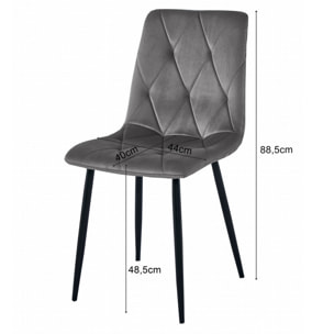 Set di 3 Sedie Libra in Velluto Beige con Gambe Nere