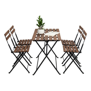 Set tavolino e quattro sedie da giardino modello Bistrot nero