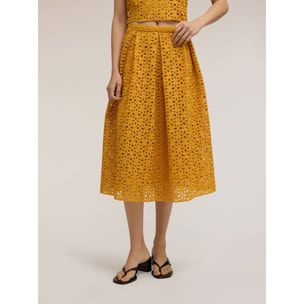 Motivi - Falda plisada de encaje macramé - Amarillo