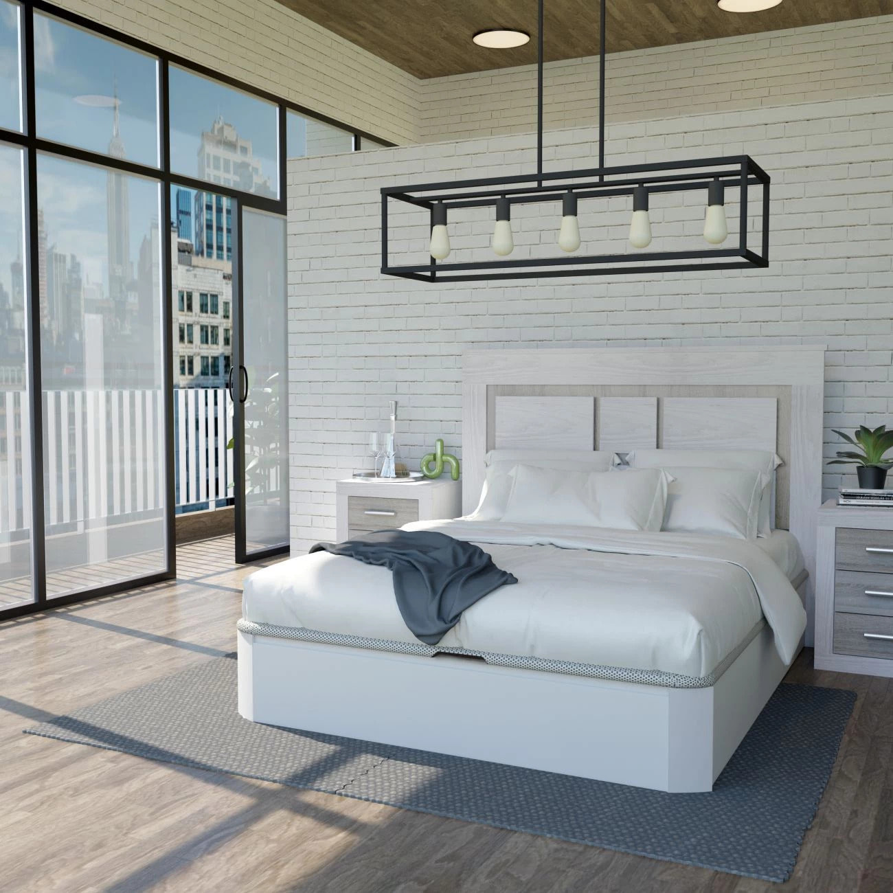 Canapé con zapatero 150x190 cm en blanco Luxury Plus 3D Blanco