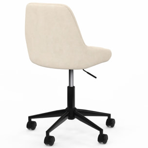 Fauteuil de bureau à roulettes Olivia velours crème