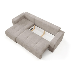 AURORE - Canapé d'angle gauche 3 places en tissu texturé taupe