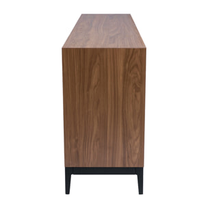 Buffet vintage finition bois foncé noyer et métal noir avec rangements L180 cm SARTO