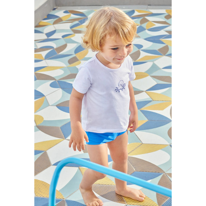 Set baby composto da costume boxer e maglietta bianca polipo