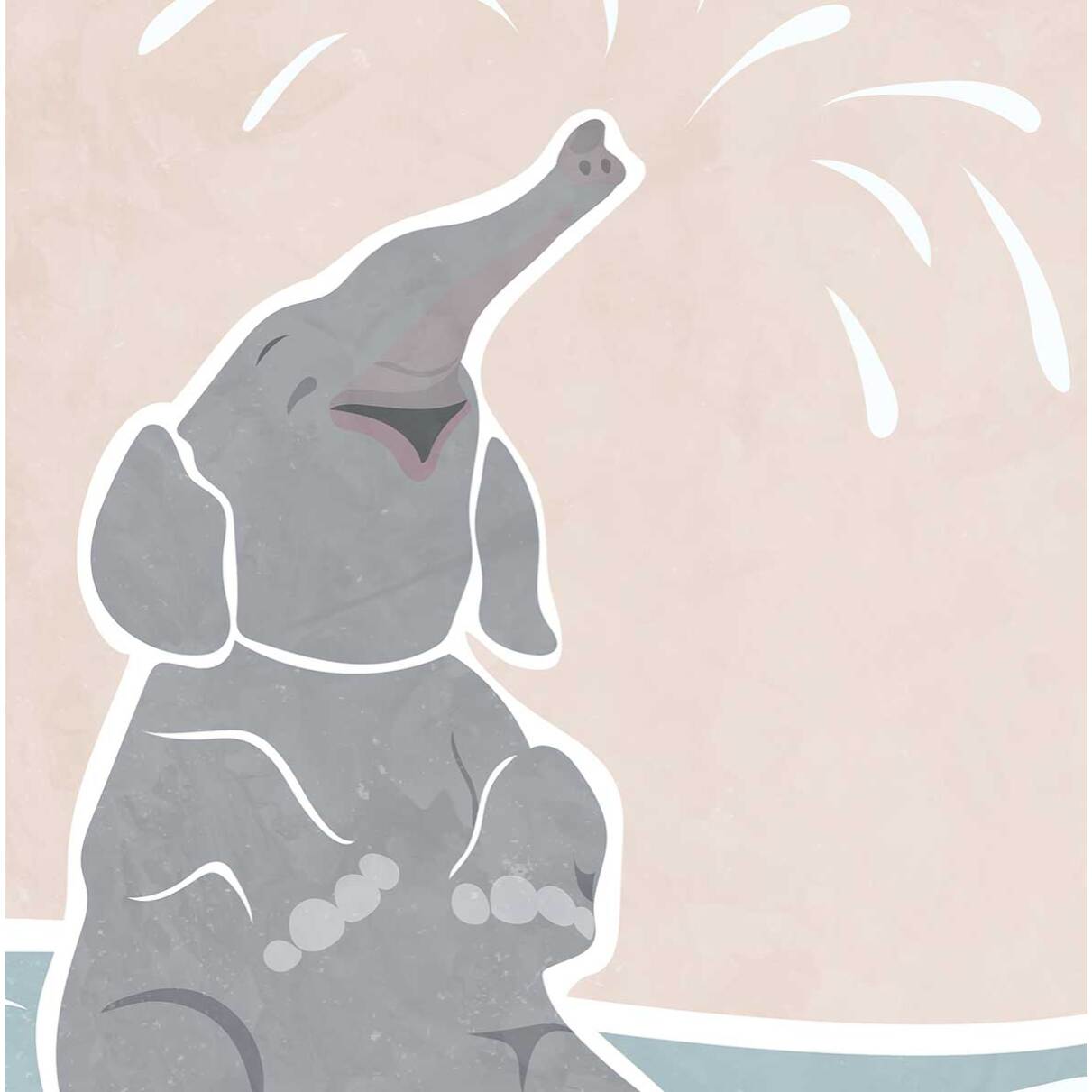 Affiche enfant scandi elephant  Affiche sous cadre bois