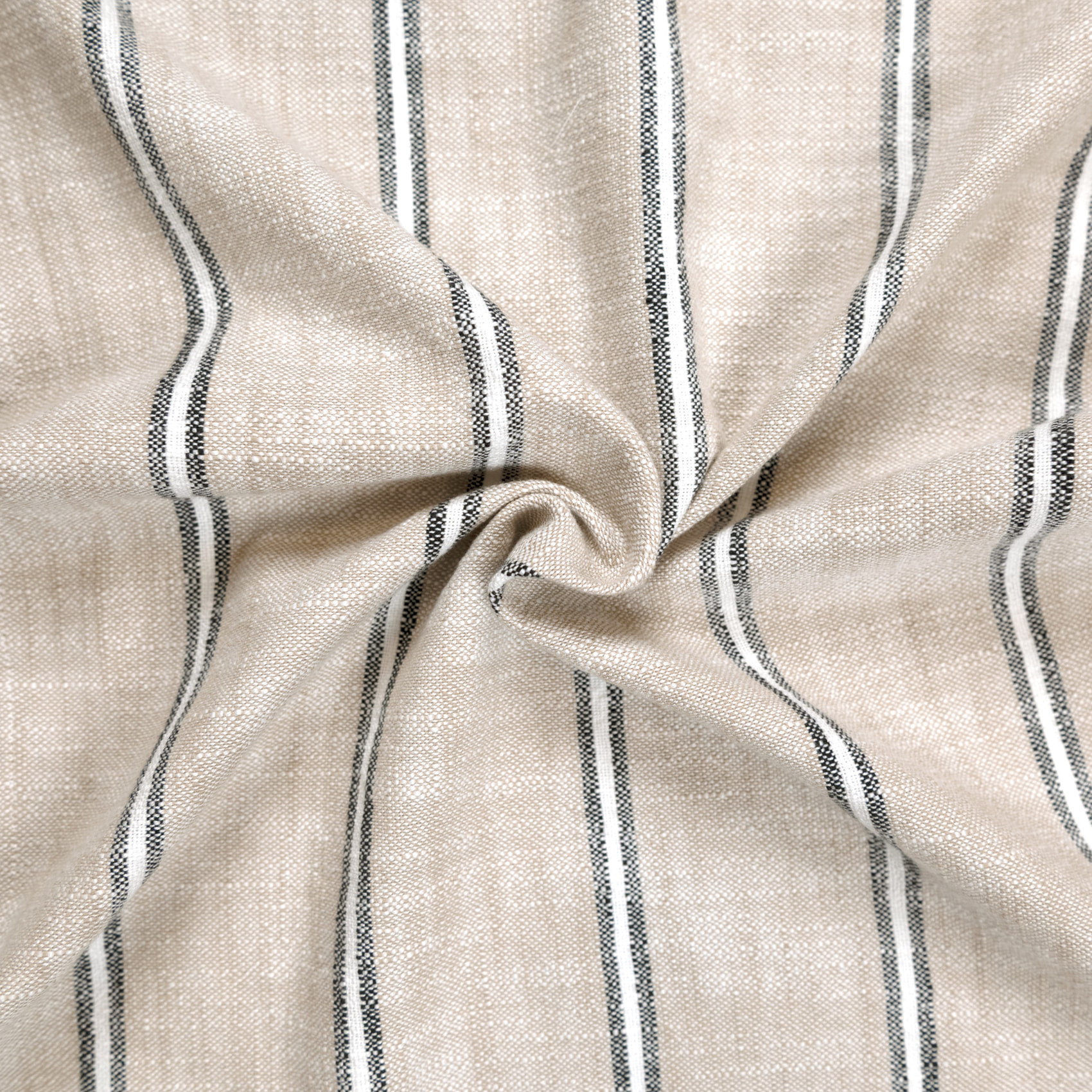 Housse de coussin 100% coton rayures rustiques LOURMARIN - Beige