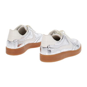 Zapatillas deportivas para mujer plateadas en craquelado laminado