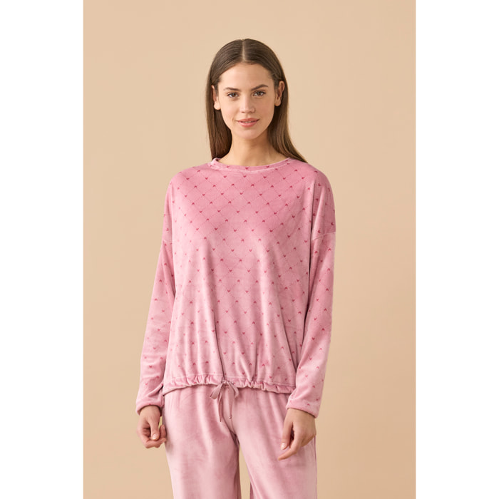 Completo donna ciniglia felpata - soft touch articolo cuori. Noidinotte