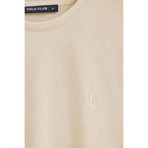 Maglietta beige basic a girocollo e ricamo Rigby Best