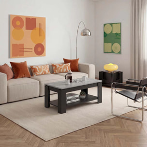 Mesa de centro elevable con almacenaje en negro mate y gris cemento 102x43-54 cm Lya Negro Mate - Gris Cemento