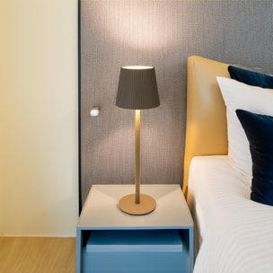 Well Home Lámpara de mesa Taupe LED Recargable con 32 Luces Blancas cálidas y 4 niveles de Brillo Ø10,5x36,2cm