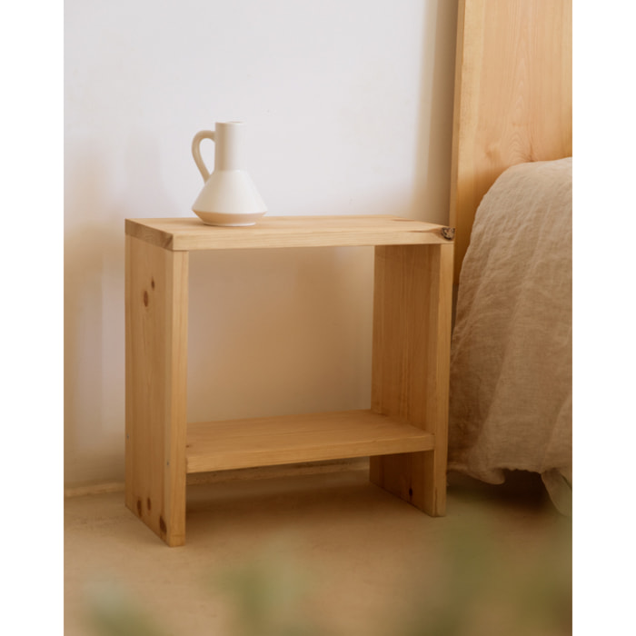 Table de chevet en bois massif ton chêne moyen 40x20cm Hauteur: 40 Longueur: 40 Largeur: 20