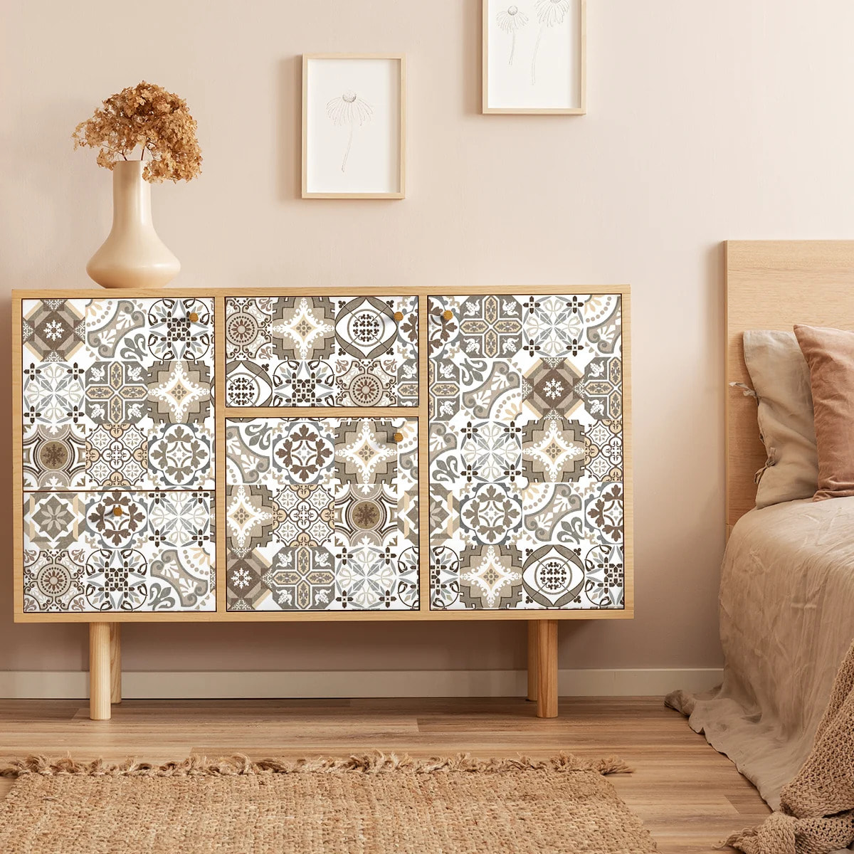 Sticker carrelage - Ambiance Sticker - 60 CARREAUX DE CIMENT MEUBLE AUTHENTIQUES SEFORIA - 20x20cm
