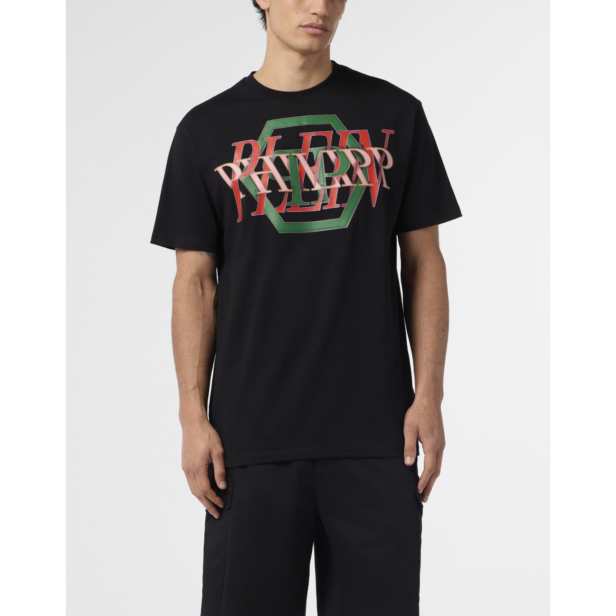 PHILIPP PLEIN Round Neck T-Shirt Logo Hexagon