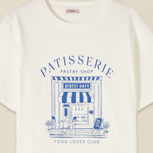 Oltre - T-shirt in cotone con stampa - Bianco