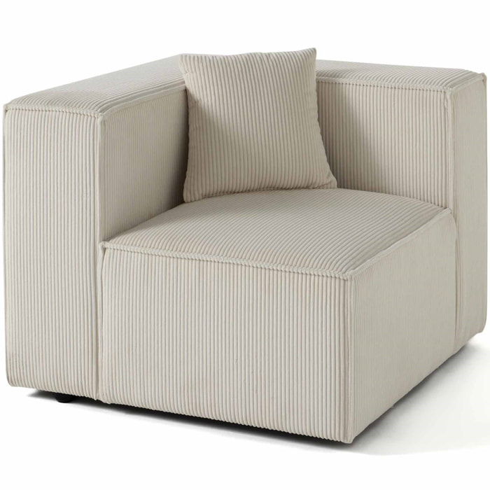 Arty - module d'assise gauche - en velours côtelé - Beige