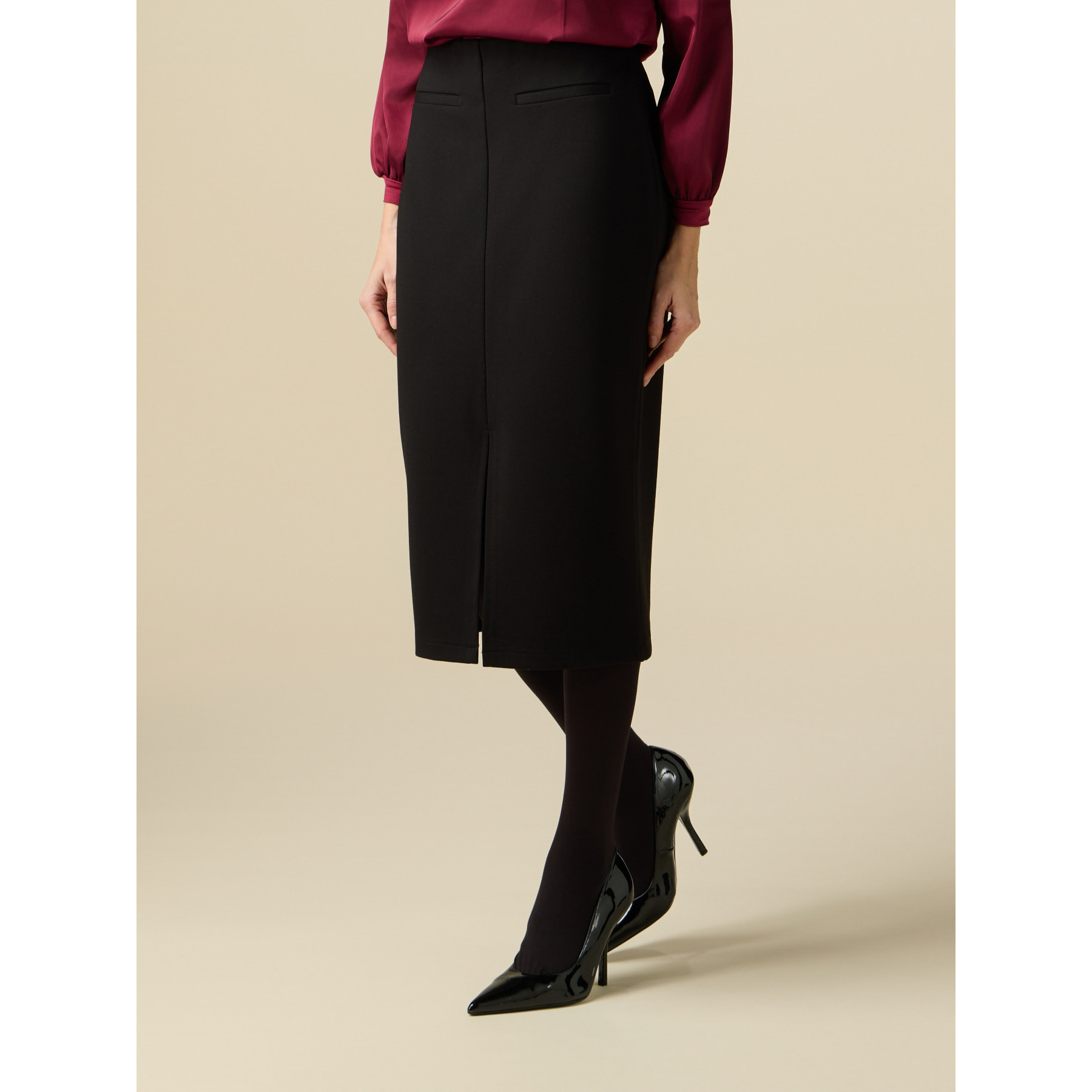 Oltre - Milanese stitch pencil skirt - Negro