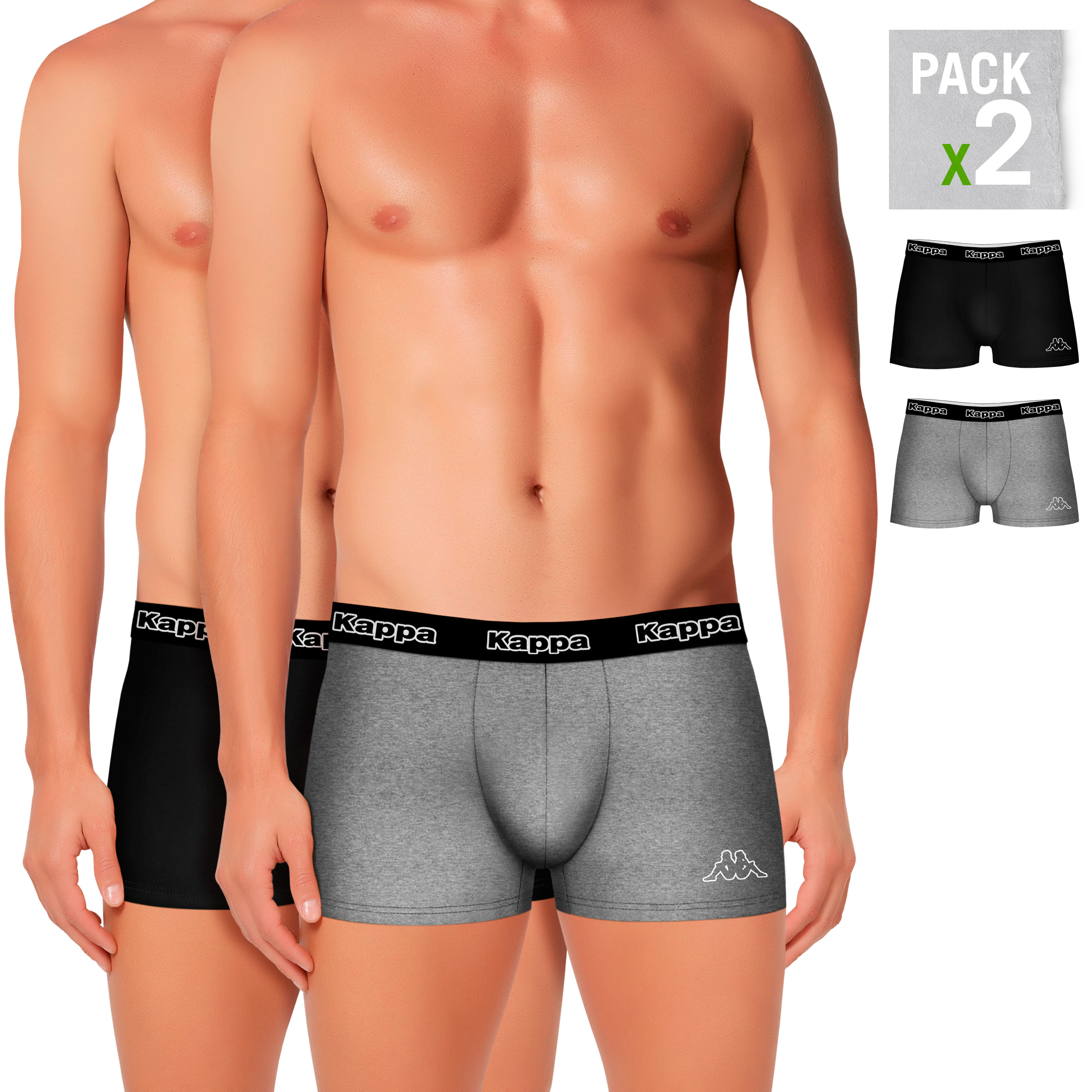 Pack 2 calzoncillos Kappa en color negro y gris para hombre