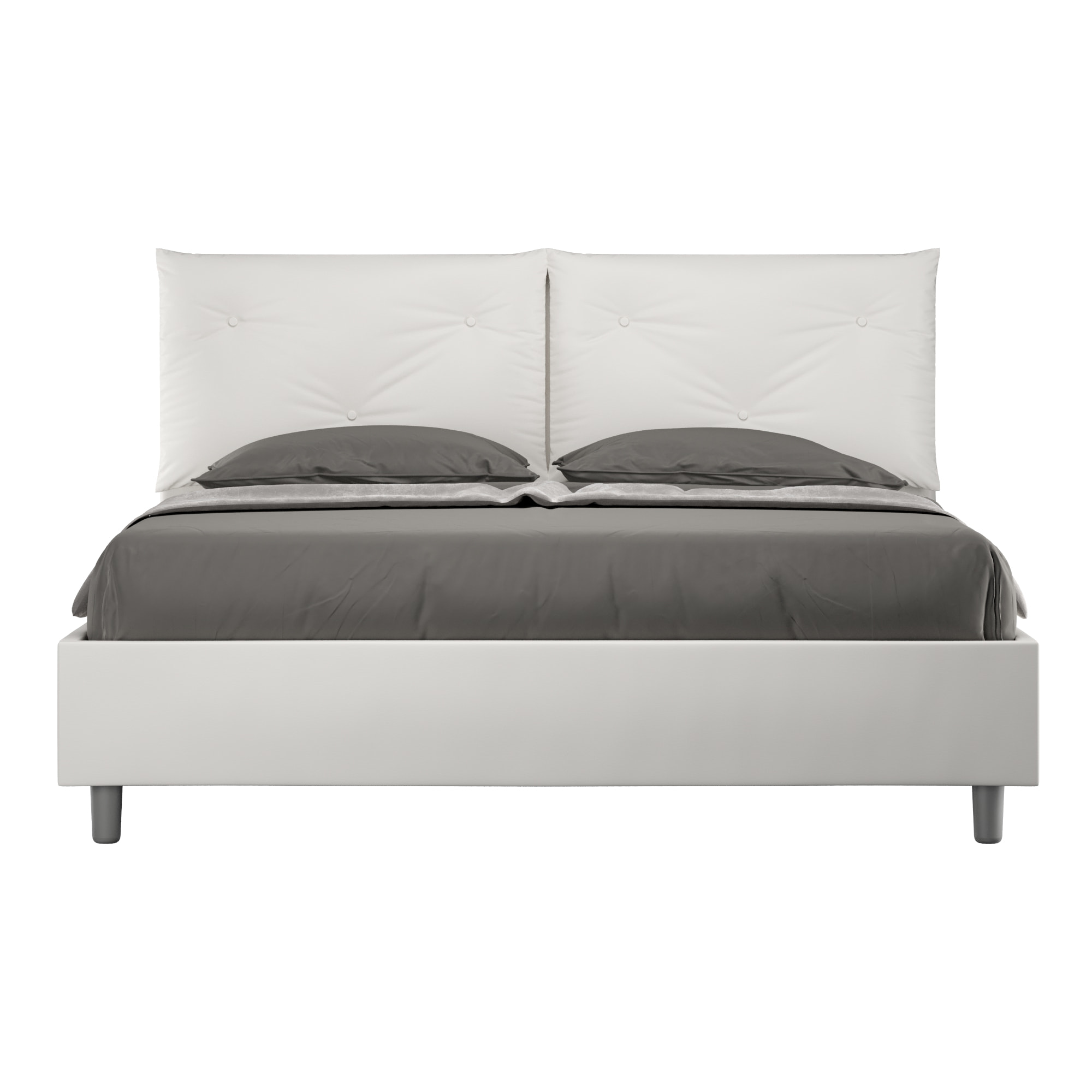 Cama sin somier acolchada 160x210 cuero sintético blanco Appia