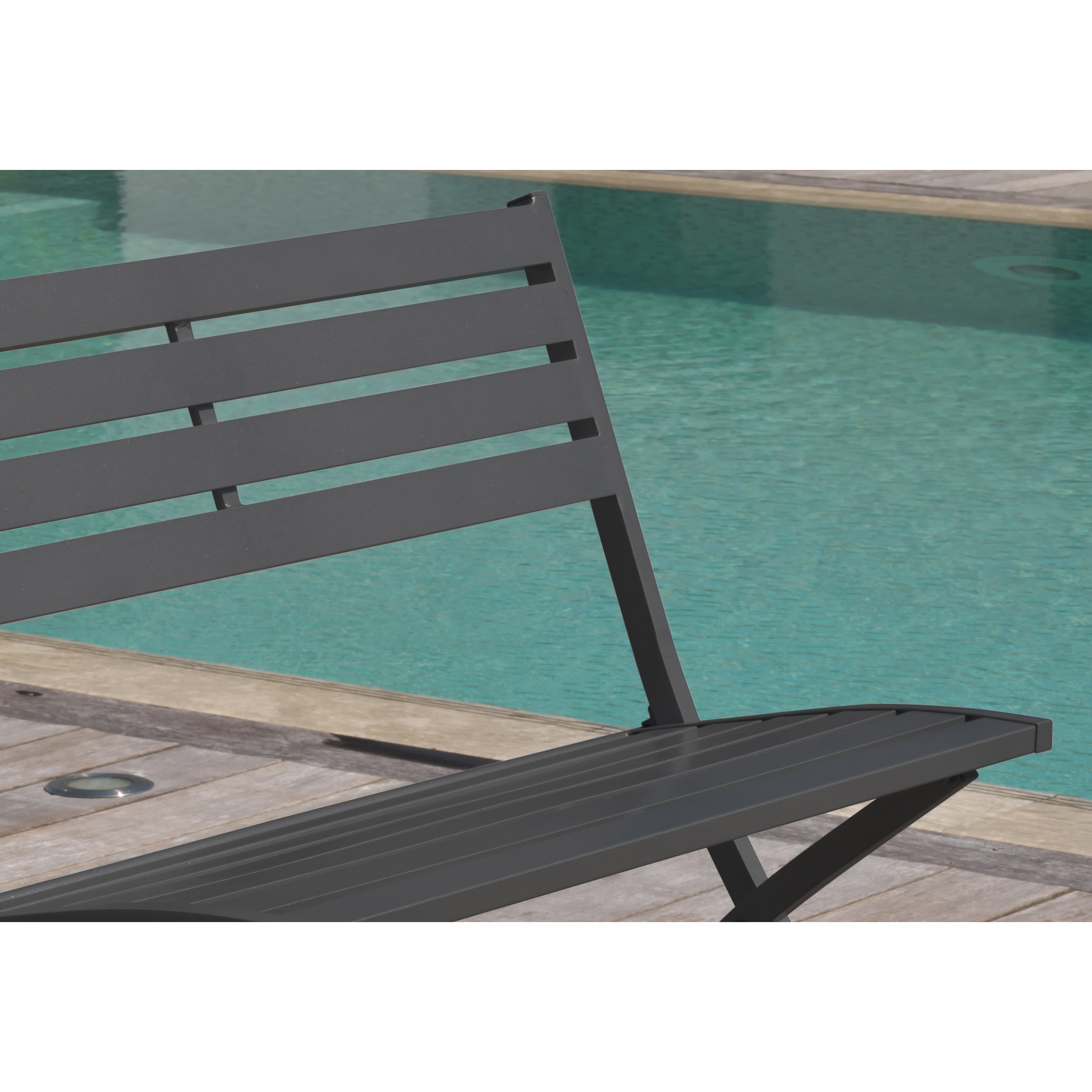 MARIUS - Banc de jardin pliant en aluminium gris anthracite