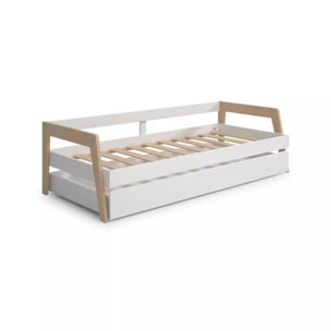 Cama doble juvenil Misty Haze Blanco - Oak Soft
